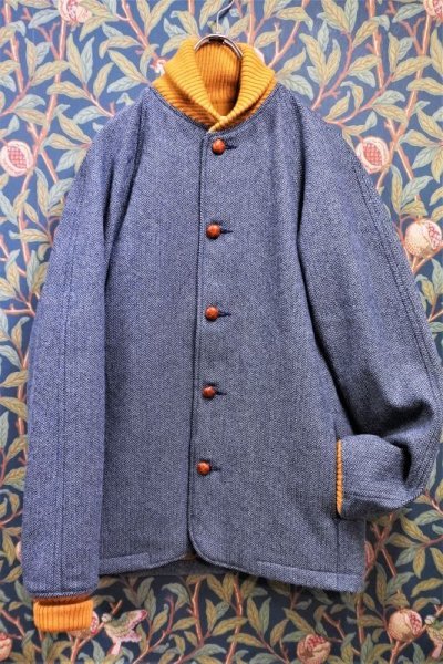 画像1: BOOZE  Raglan Rib Knit collar Jacket(リブジャケット)生地ロンドンクロス