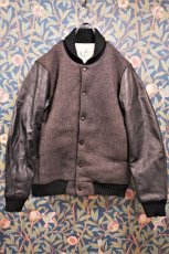 画像2: BOOZE  Rib Knit collar Jacket サイズS位(袖レザースリーブリブジャケット) (2)