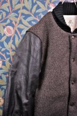 画像3: BOOZE  Rib Knit collar Jacket サイズS位(袖レザースリーブリブジャケット) (3)
