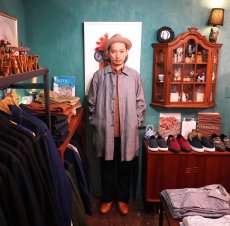 画像8: BOOZE Half Coat Gabardine(ヘリンボーン比翼ミドル丈　生地HOLLAND&SHERRY) (8)