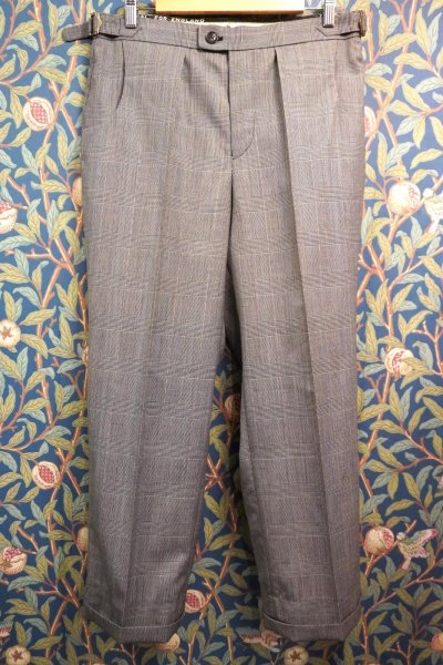 画像1: BOOZE DESIGN WORKS　1 tack Slacks(ウエストアジャスター仕様)イングランド製ミンク混　43インチまで